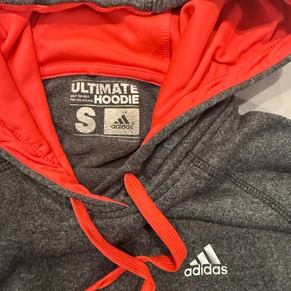 Adidas Charcoal Hoodie with Bright Orange Lining - Picture 2 of 5
